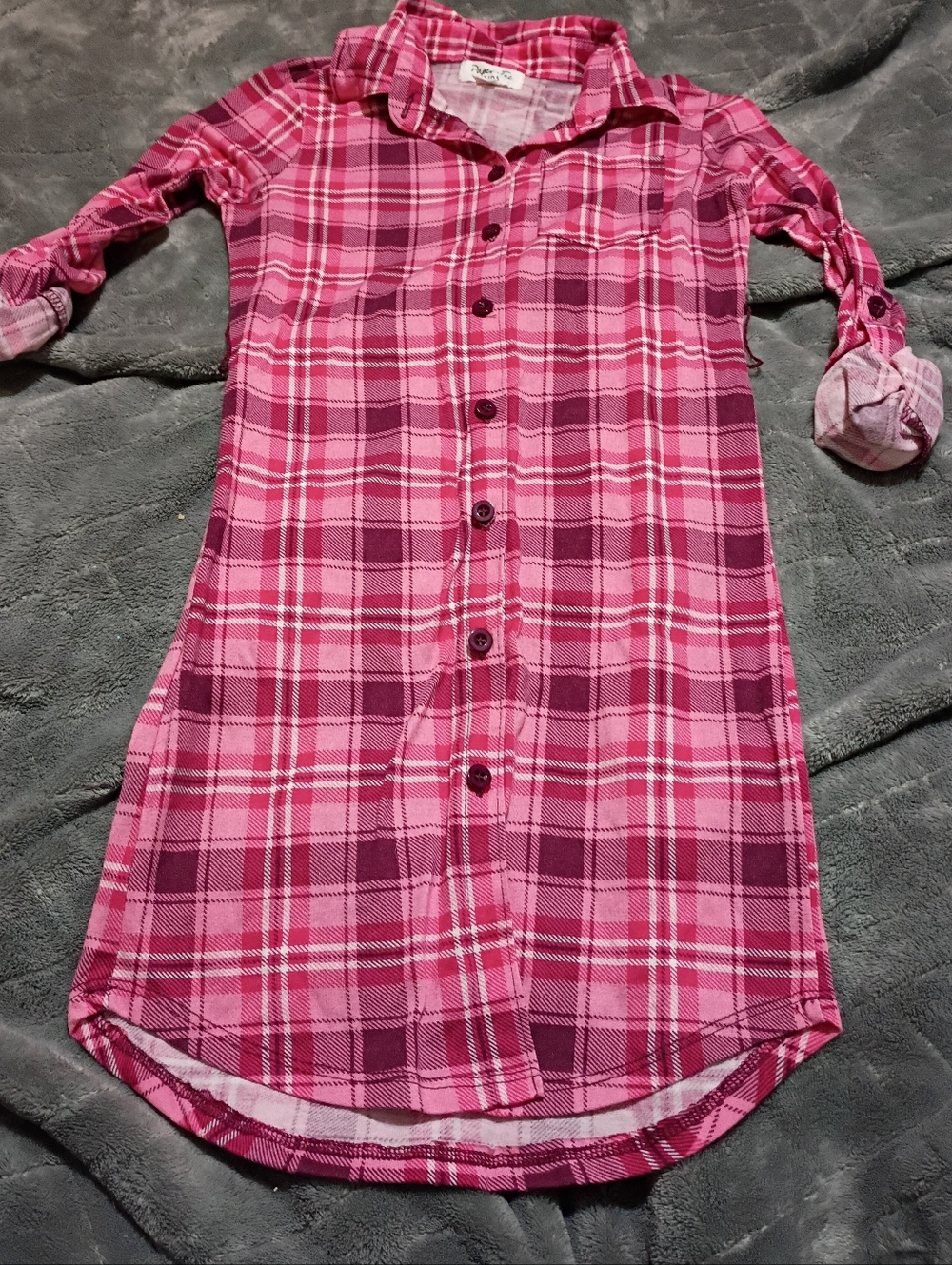 paper tee Pink Plaid Button-Up Dress